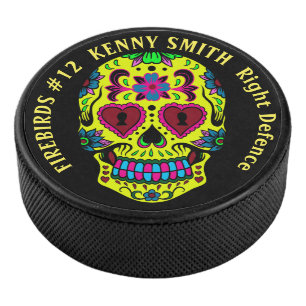 Gepersonaliseerde enge suiker schedel hockey puck