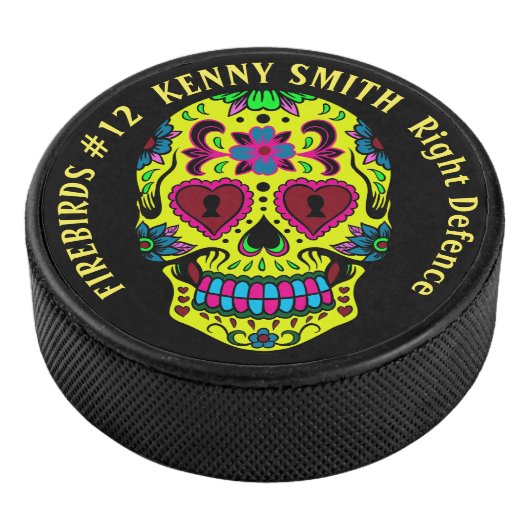 Gepersonaliseerde enge suiker schedel hockey puck (3/4)