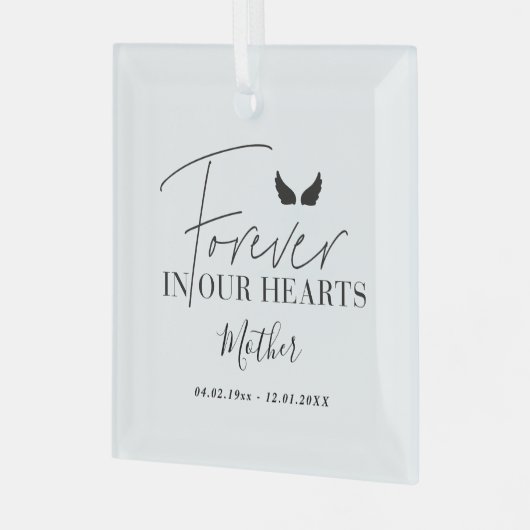 Gepersonaliseerde engel vleugels Herdenking kerstb Glas Ornament (Voorkant links)