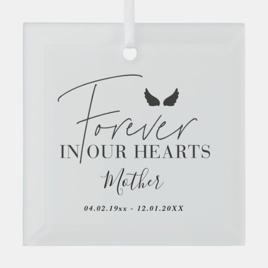 Gepersonaliseerde engel vleugels Herdenking kerstb Glas Ornament (Voorkant)