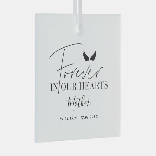 Gepersonaliseerde engel vleugels Herdenking kerstb Glas Ornament (Voorkant Rechts)