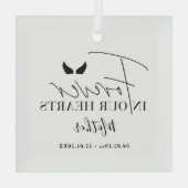 Gepersonaliseerde engel vleugels Herdenking kerstb Glas Ornament (Achterkant)