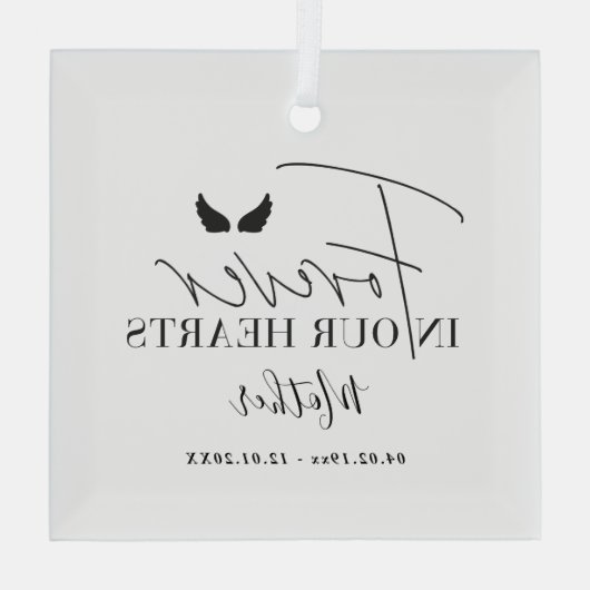 Gepersonaliseerde engel vleugels Herdenking kerstb Glas Ornament (Achterkant)