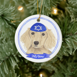 Gepersonaliseerde Engels Cream Dachshund Hond Chan Keramisch Ornament