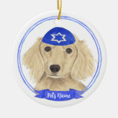 Gepersonaliseerde Engels Cream Dachshund Hond Chan Keramisch Ornament (Voorkant)