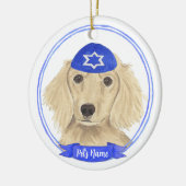Gepersonaliseerde Engels Cream Dachshund Hond Chan Keramisch Ornament (Links)