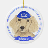 Gepersonaliseerde Engels Cream Dachshund Hond Chan Keramisch Ornament (Achterkant)