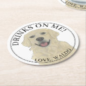 Gepersonaliseerde Engels Golden Retriever Wedding Ronde Kartonnen Onderzetter (Gebogen)