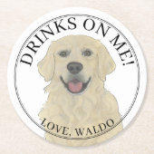 Gepersonaliseerde Engels Golden Retriever Wedding Ronde Kartonnen Onderzetter (Voorkant)