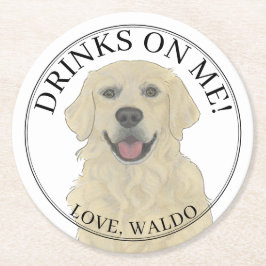 Gepersonaliseerde Engels Golden Retriever Wedding Ronde Kartonnen Onderzetter