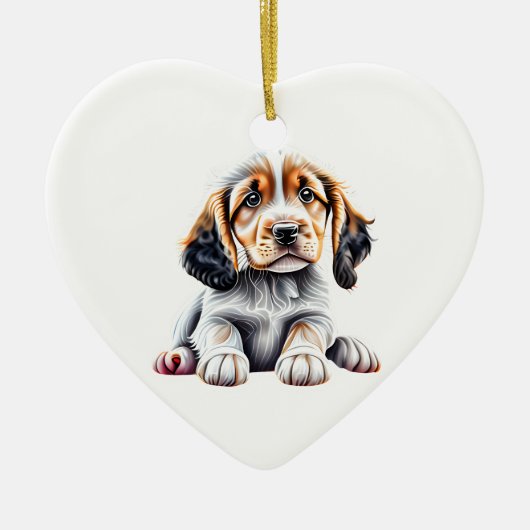 Gepersonaliseerde Engels Setter Puppy Keramisch Ornament (Voorkant)