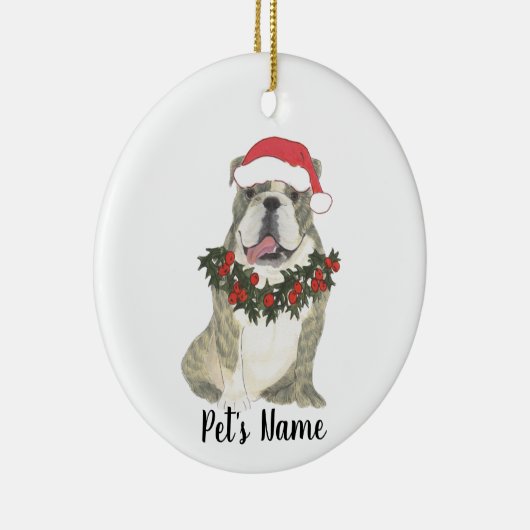 Gepersonaliseerde Engelse Bulldog (Brindle) Keramisch Ornament (Rechts)