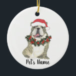 Gepersonaliseerde Engelse Bulldog (Brindle) Keramisch Ornament<br><div class="desc">Maak de mooie lijst dit jaar met een gepersonaliseerde versiering van je favoriete kleine elf!</div>