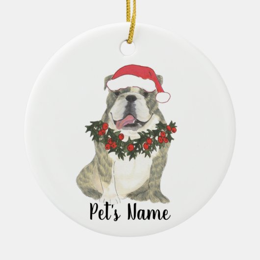 Gepersonaliseerde Engelse Bulldog (Brindle) Keramisch Ornament (Voorkant)