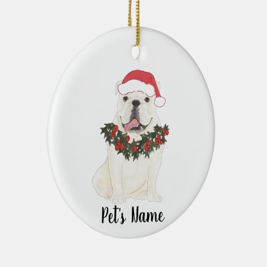 Gepersonaliseerde Engelse Bulldog (White) Keramisch Ornament (Rechts)