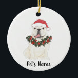 Gepersonaliseerde Engelse Bulldog (White) Keramisch Ornament<br><div class="desc">Maak de mooie lijst dit jaar met een gepersonaliseerde versiering van je favoriete kleine elf!</div>