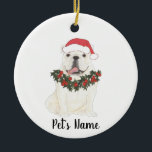 Gepersonaliseerde Engelse Bulldog (White) Keramisch Ornament<br><div class="desc">Maak de mooie lijst dit jaar met een gepersonaliseerde versiering van je favoriete kleine elf!</div>