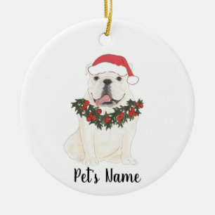 Gepersonaliseerde Engelse Bulldog (White) Keramisch Ornament