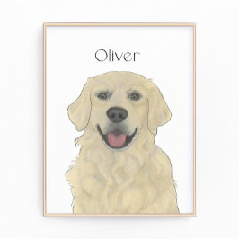 Gepersonaliseerde Engelse Golden Retriever Dog Art Foto Afdruk