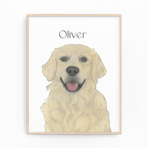 Gepersonaliseerde Engelse Golden Retriever Dog Art Foto Afdruk