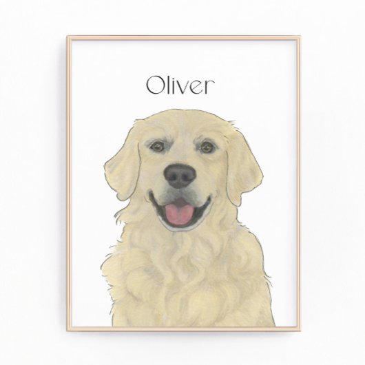 Gepersonaliseerde Engelse Golden Retriever Dog Art Foto Afdruk