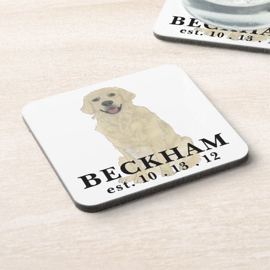 Gepersonaliseerde Engelse Golden Retriever Dog Bier Onderzetter (Linkerzijde)