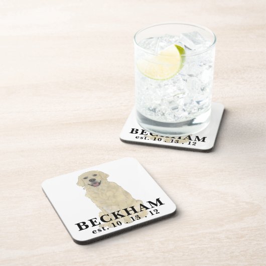 Gepersonaliseerde Engelse Golden Retriever Dog Bier Onderzetter (Rechterzijde)