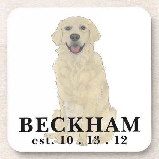 Gepersonaliseerde Engelse Golden Retriever Dog Bier Onderzetter (Voorkant)