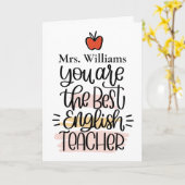 Gepersonaliseerde Engelse leraar Kaart. Hartelijk  Kaart (Gele Bloem)