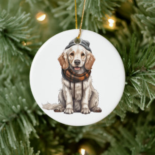 Gepersonaliseerde Engelse setter hond Keramisch Ornament