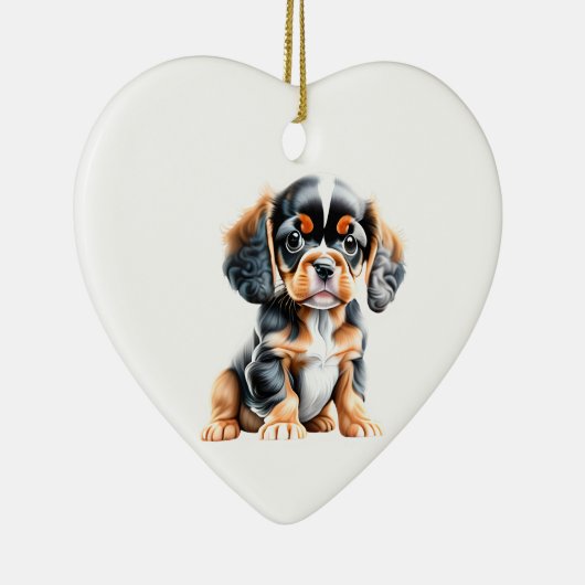 Gepersonaliseerde Engelse Speelgoed Spaniel Puppy Keramisch Ornament (Rechts)