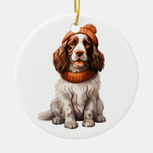 Gepersonaliseerde Engelse Springer Spaniel Hondenk Keramisch Ornament (Voorkant)