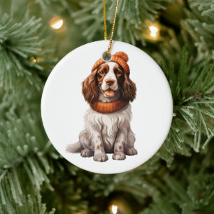 Gepersonaliseerde Engelse Springer Spaniel Hondenk Keramisch Ornament