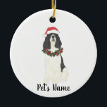 Gepersonaliseerde Engelse Springer Spaniel (zwart) Keramisch Ornament<br><div class="desc">Maak dit jaar de mooie lijst met een gepersonaliseerd ornament van je favoriete kleine zwart-witte Engelse springer spaniël elf! Voor de liefste geschenken,  combineer het met een bijpassende kunstafdruk of een ander item uit mijn collectie!</div>
