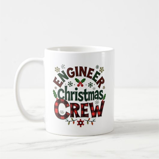 Gepersonaliseerde Engineer Christmas Crew Koffiemok (Links)
