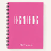 Gepersonaliseerde Engineering Grafiek Papier Roze Notitieboek (Voorkant)