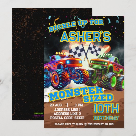 Gepersonaliseerde Epic Monster Truck Showdown Verj Kaart (Voorkant / Achterkant)