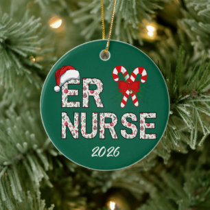 Gepersonaliseerde ER Nurse Kerstman Keramisch Ornament