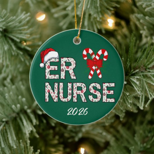 Gepersonaliseerde ER Nurse Kerstman Keramisch Ornament (Boom)