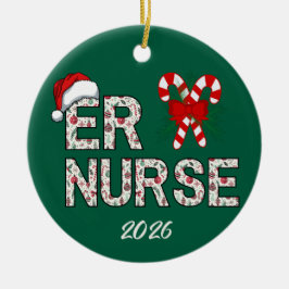 Gepersonaliseerde ER Nurse Kerstman Keramisch Ornament