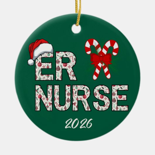 Gepersonaliseerde ER Nurse Kerstman Keramisch Ornament (Voorkant)
