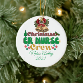 Gepersonaliseerde ER verpleegkundige crew Kerstmis Keramisch Ornament