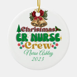 Gepersonaliseerde ER verpleegkundige crew Kerstmis Keramisch Ornament