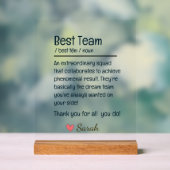 Gepersonaliseerde erkenning van team succes acryl bord (Neutraal)