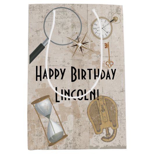 Gepersonaliseerde Escape Room Party Gift Bag Medium Cadeauzakje (Voorkant)