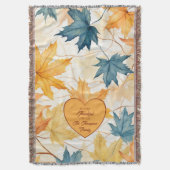 Gepersonaliseerde esdoorn laat Thanksgiving hart Deken (Voorkant Verticaal)