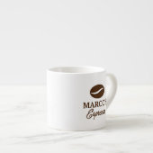 Gepersonaliseerde espressokop met koffieboon logo espresso kop (Voorkant rechts)