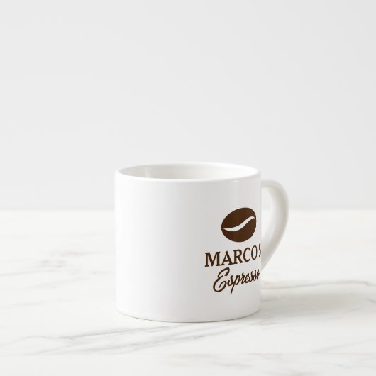 Gepersonaliseerde espressokop met koffieboon logo espresso kop (Voorkant rechts)