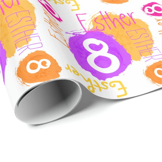 Gepersonaliseerde Esther 8e verjaardag verf dab wr Cadeaupapier (Rol Hoek)