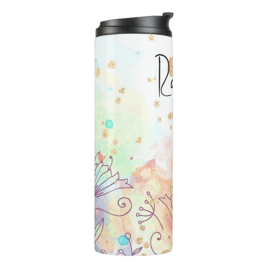 Gepersonaliseerde esthetische achtergrond thermosbeker (Gedraaid links)